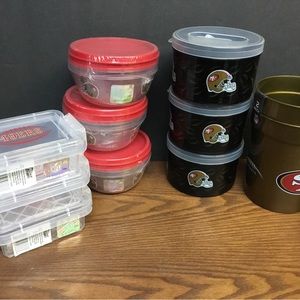 San Francisco 49er NFL New storage containers & Cups 10 item Fan Gift Set Xmas